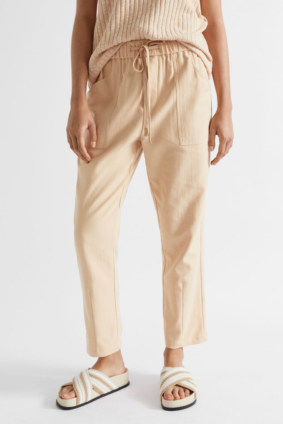Casual Tapered Leg Pant  Soft Wheat