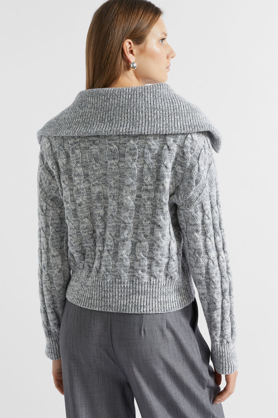 Cotton Blend Twist Cable Knit  Wolf Marle