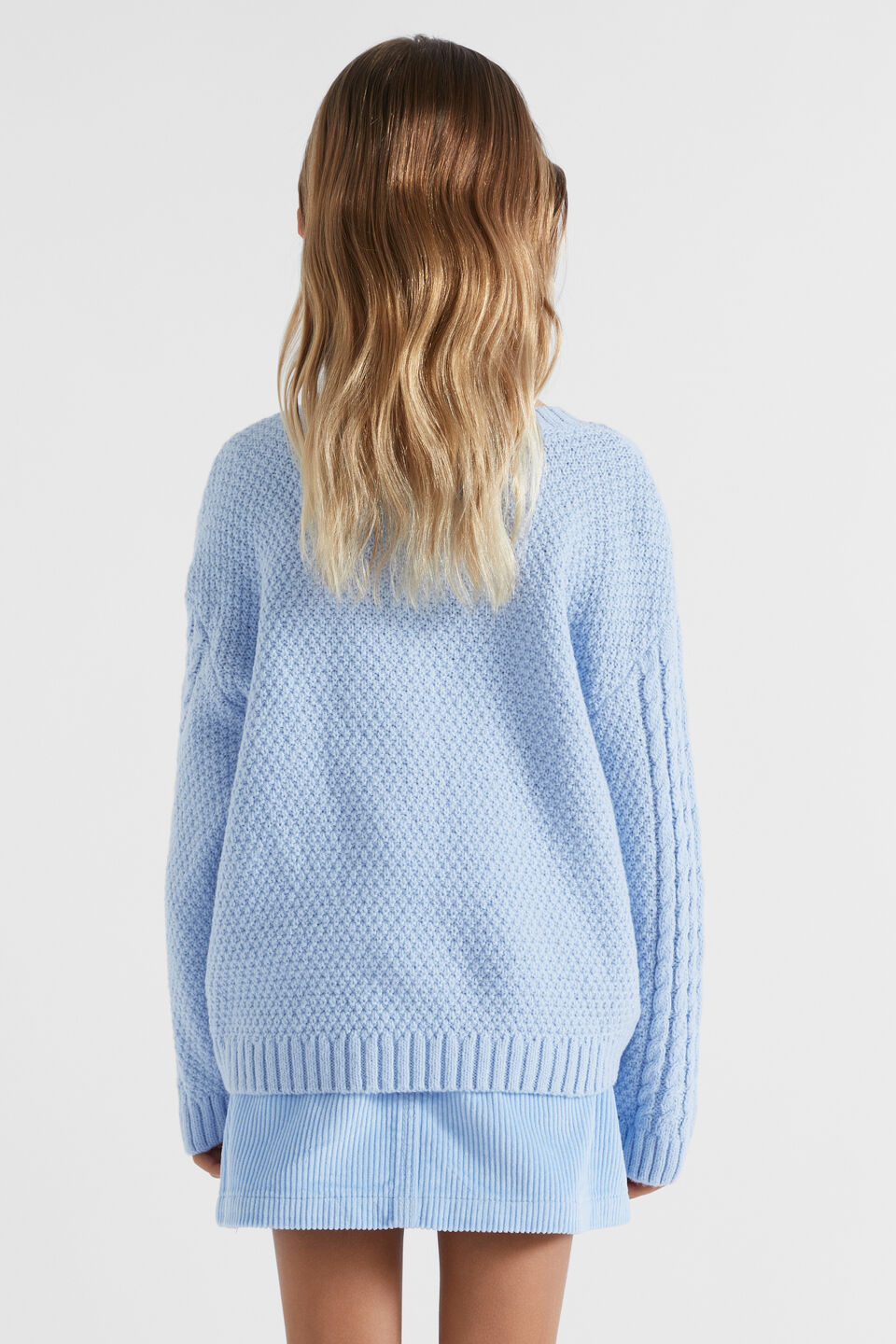 Bell Sleeve Knit Sweater  Blue Jay