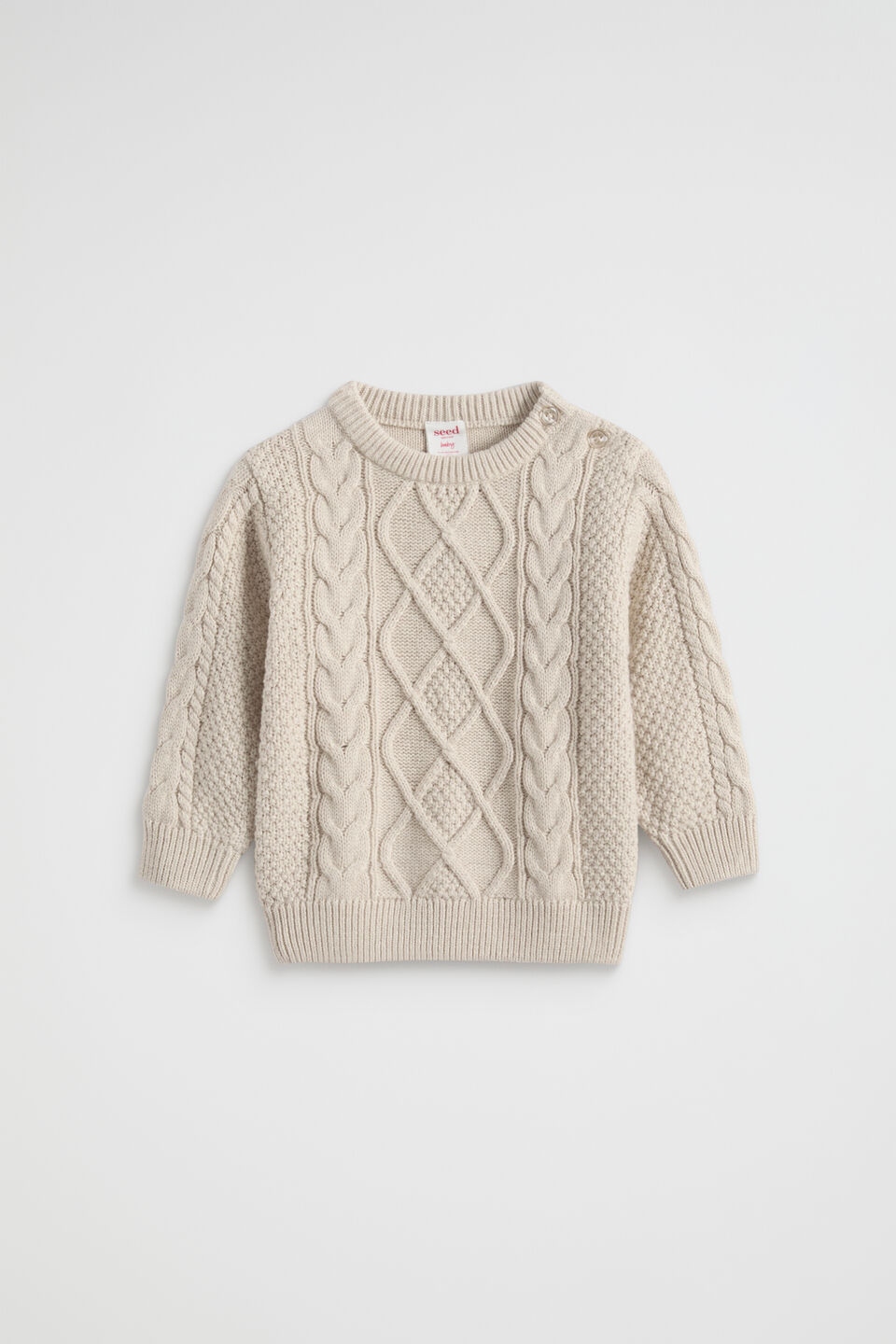 Cable Crew Knit  Oat Marle