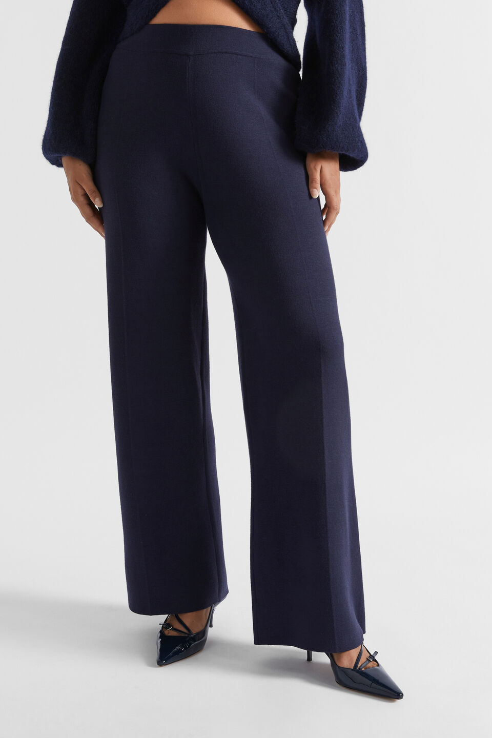 Double Knit Wide Leg Pant  Midnight Sky