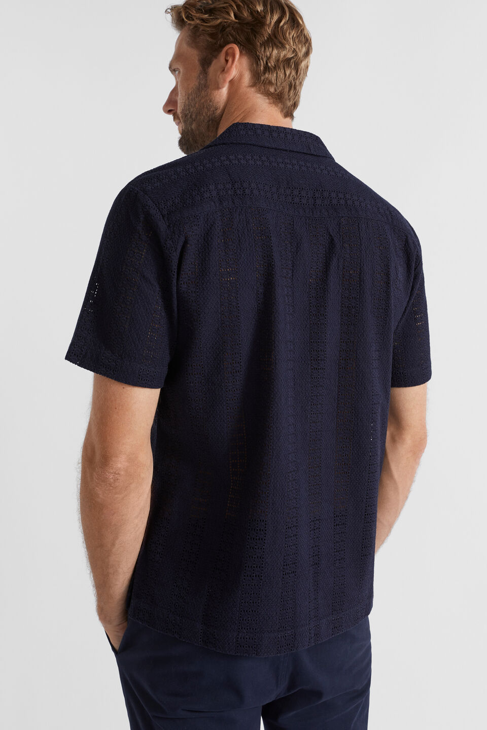 Textured Woven Shirt  Midnight Blue