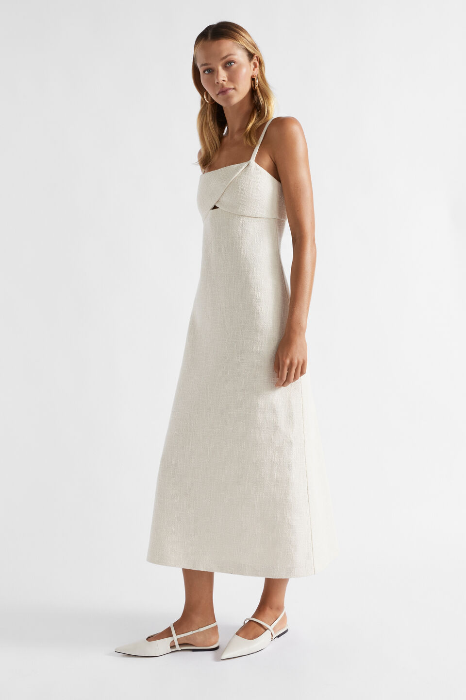 Cotton Tweed Twist Front Dress  Frappe