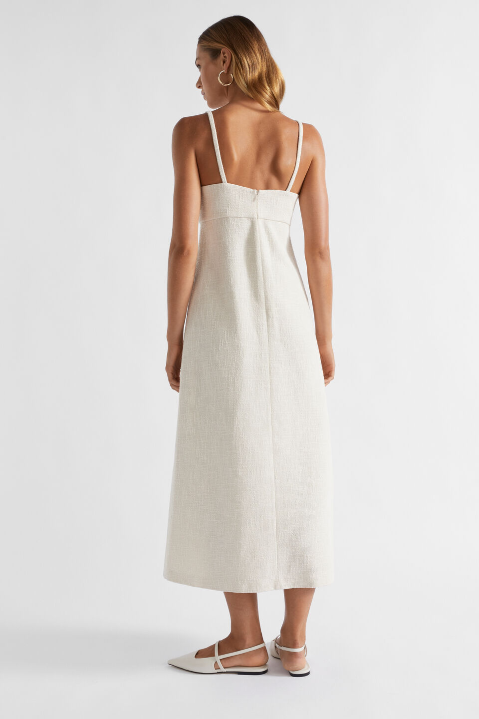Cotton Tweed Twist Front Dress  Frappe
