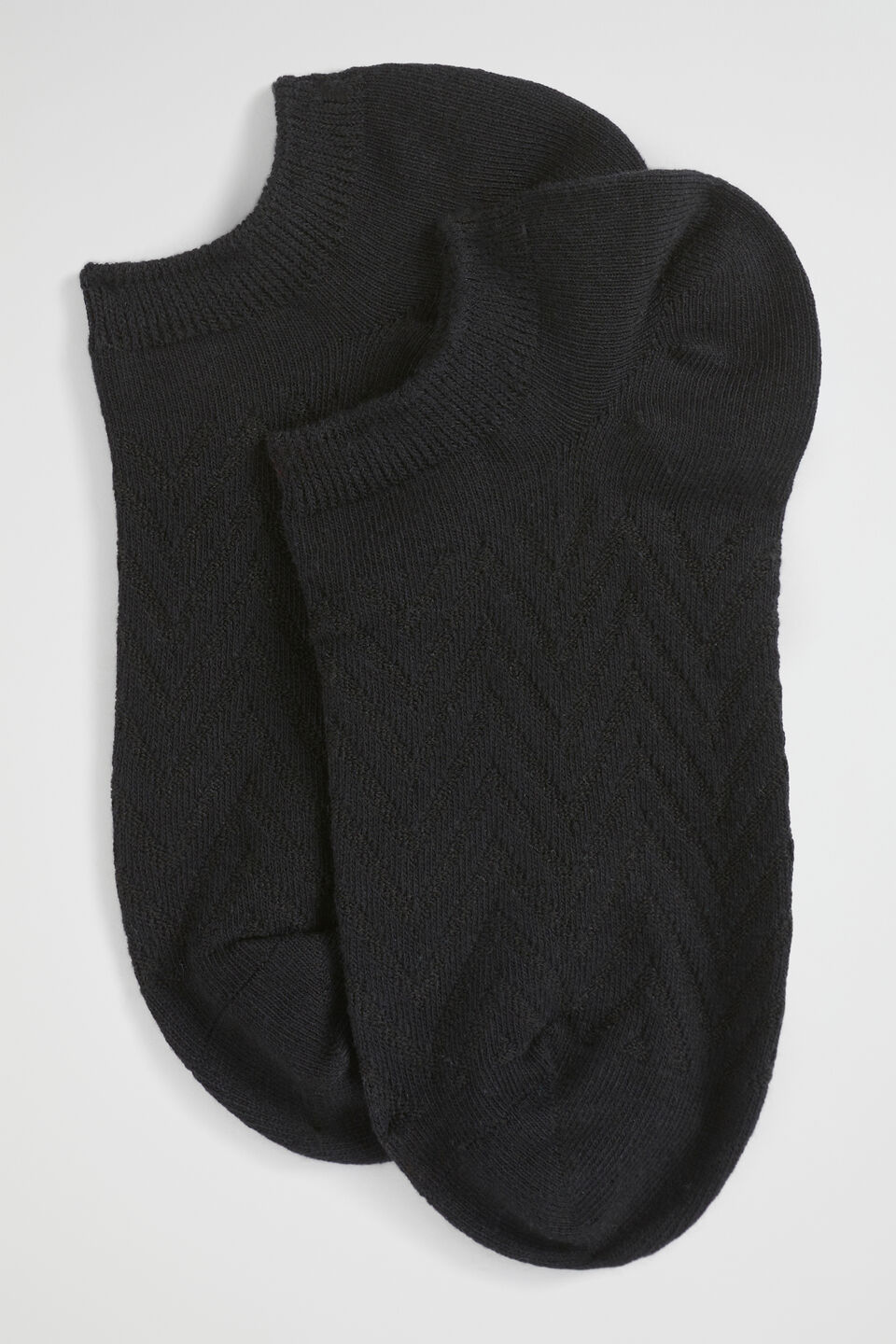 Chevron Knit Sneaker Sock  Black