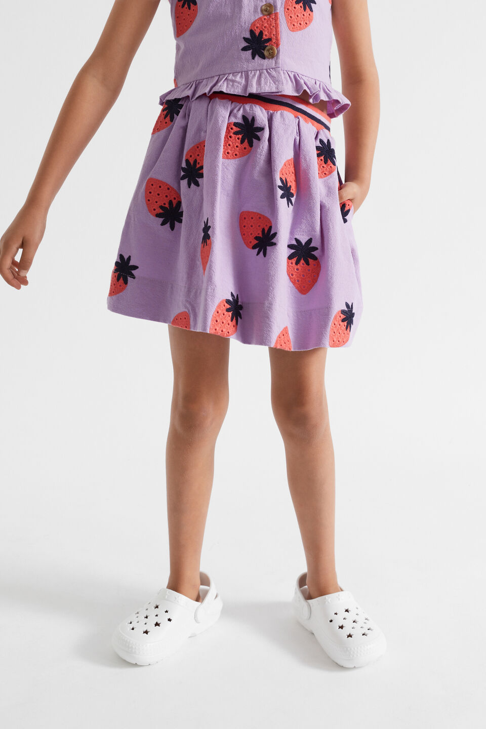 Strawberry Embroidered Skirt  Lilac