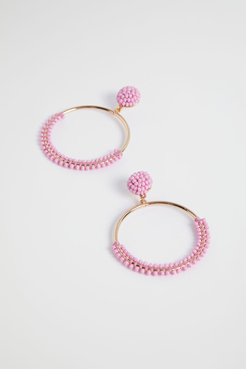 Beaded Circle Earrings  Pink Gin