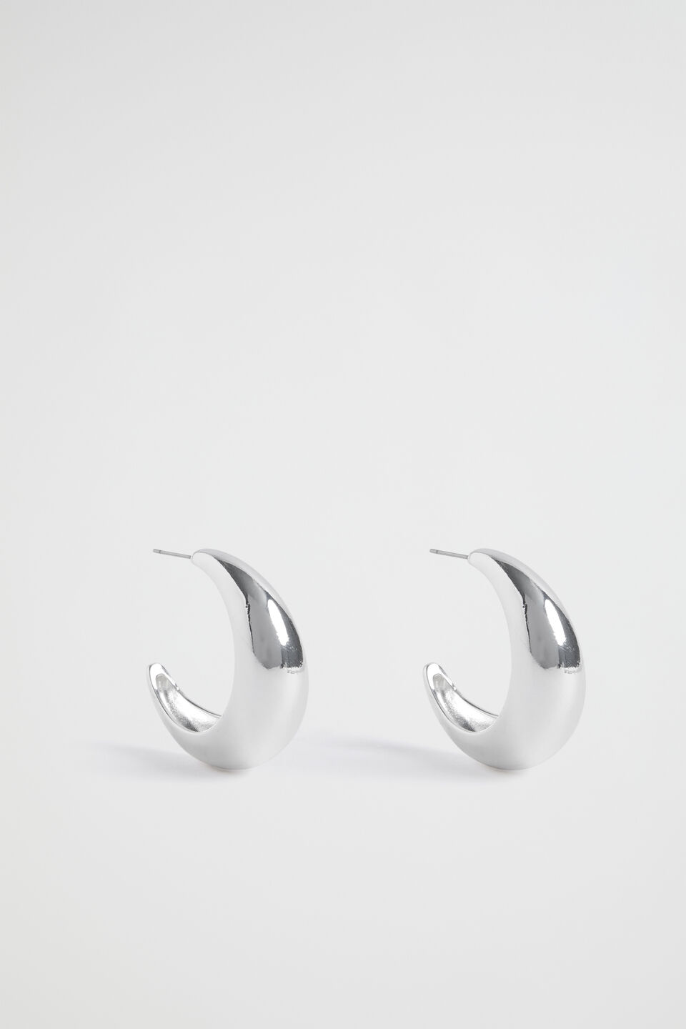 Curved Hoop Earring  Silver