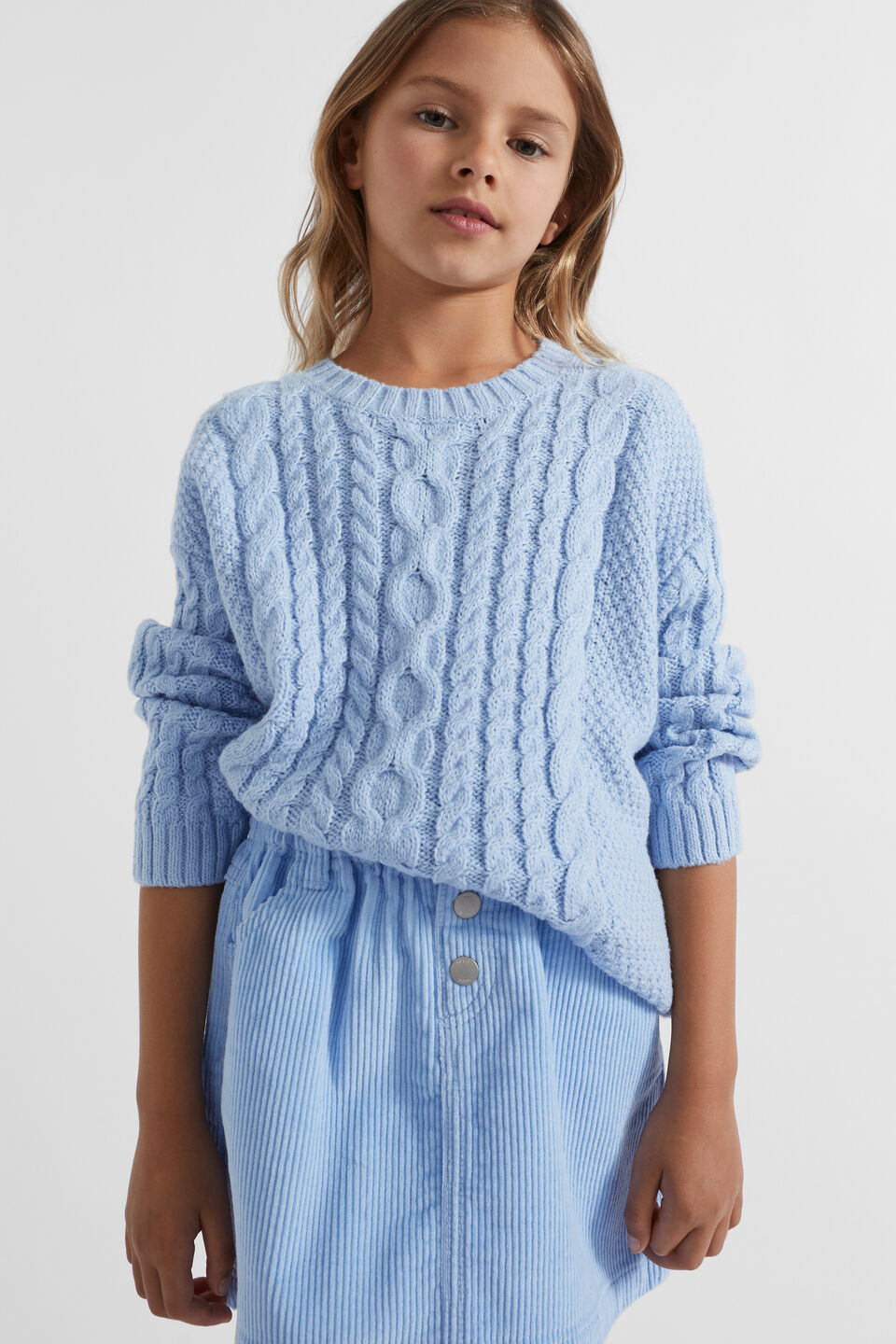 Bell Sleeve Knit Sweater  Blue Jay