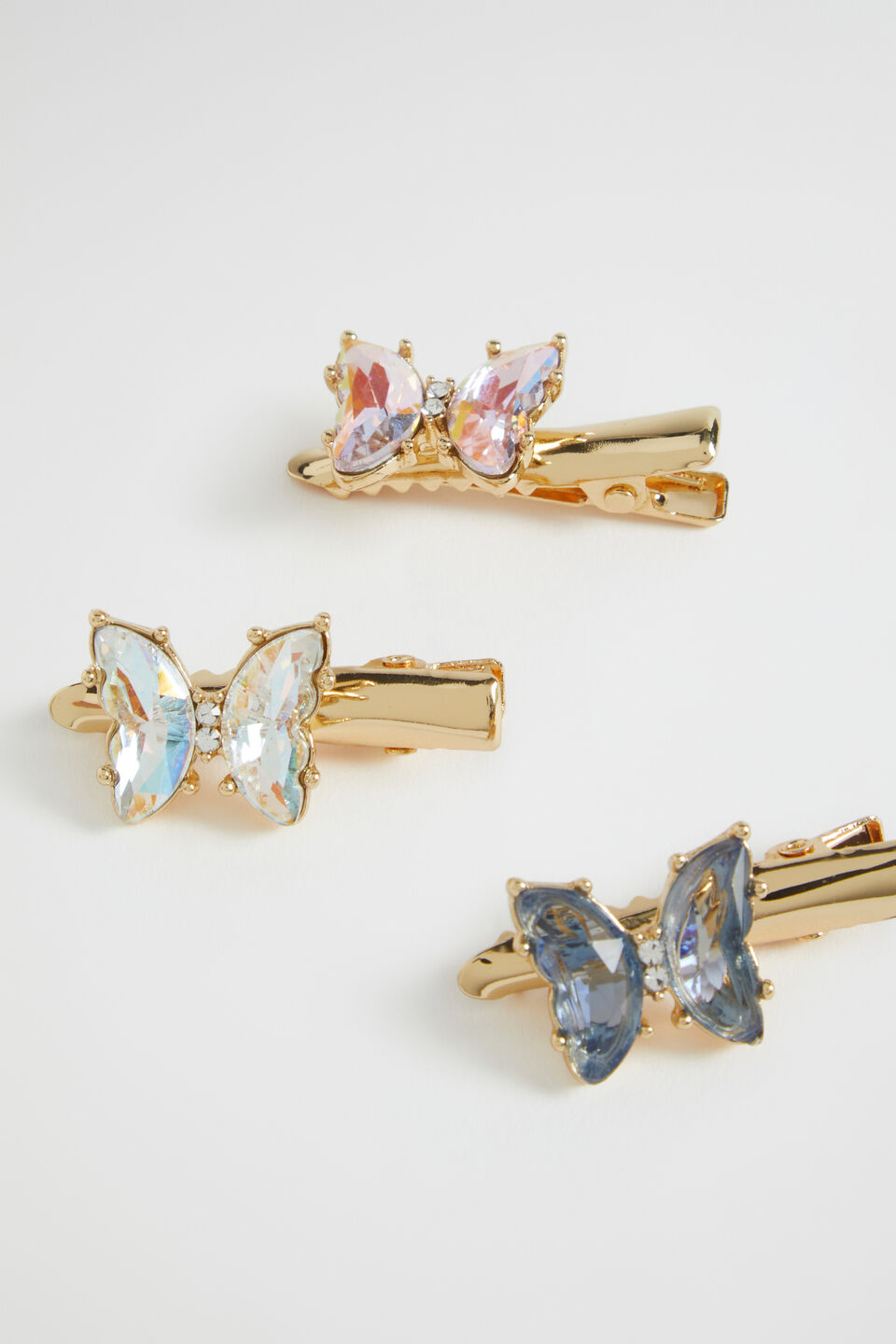Crystal Butterfly Duck Clip Trio  Multi