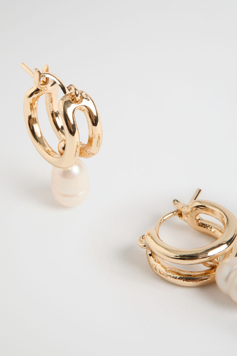 Freshwater Pearl Double Hoop  Gold
