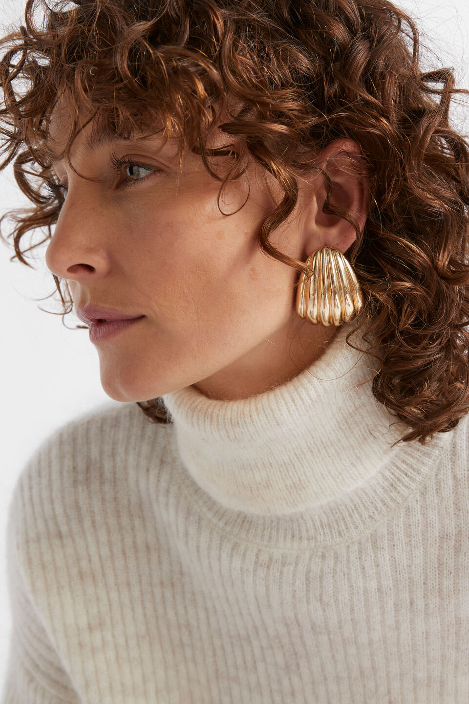 Ribbed Oversized Hoop  Gold