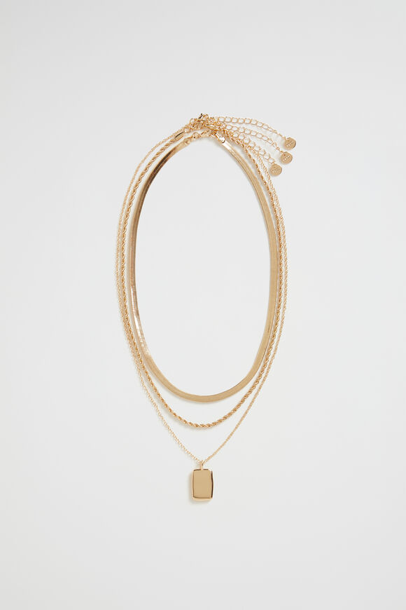 Rectangle Pendant Necklace  Gold  hi-res