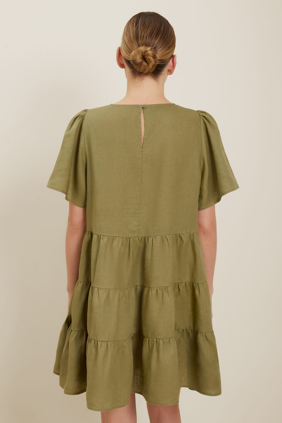 Core Linen Tiered Dress  Sage Green