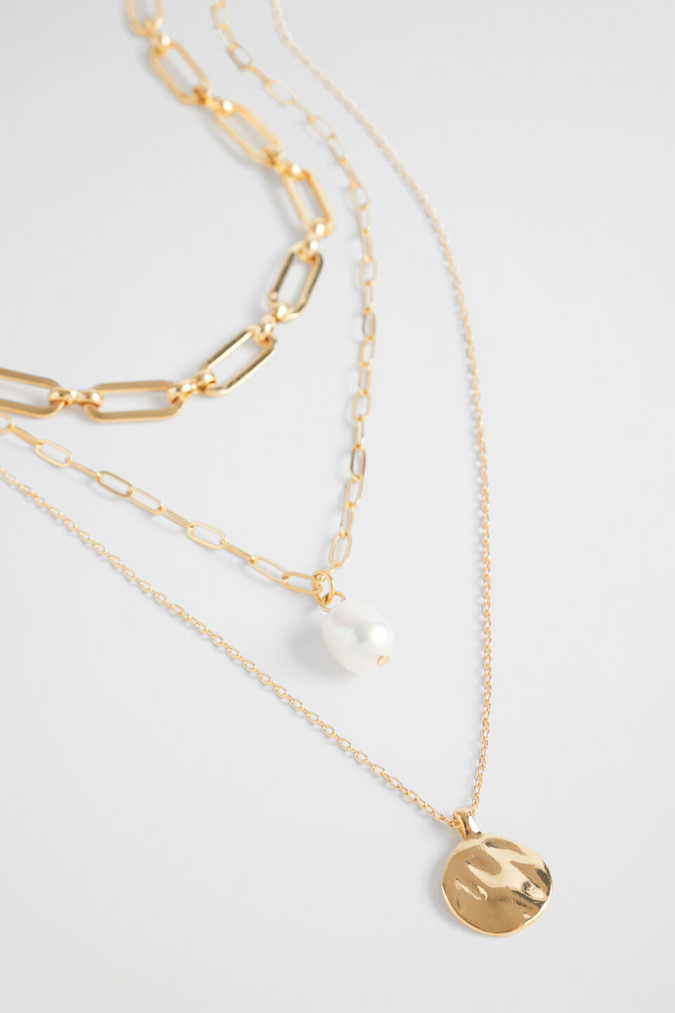 Triple Layer Pearl Necklace  Gold