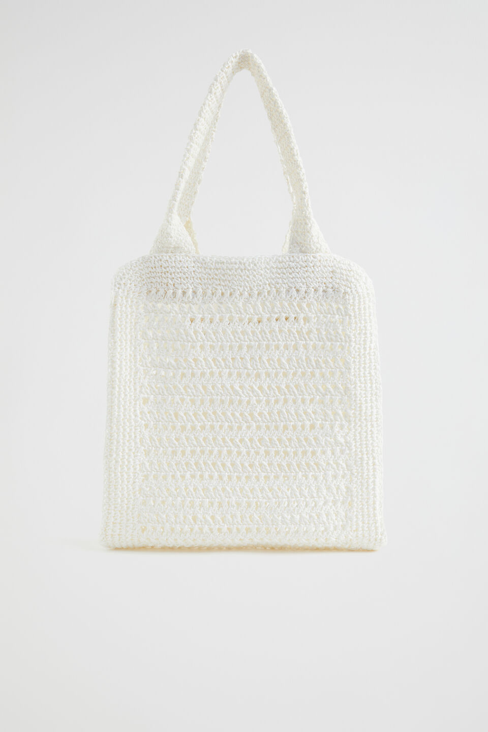 Crochet Straw Tote  White