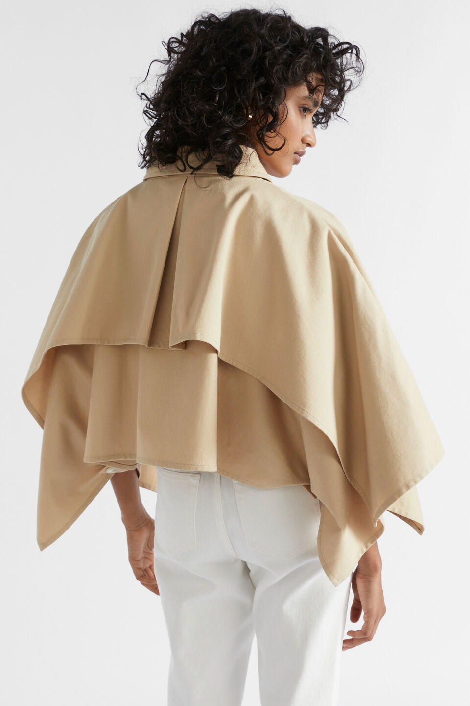 Cropped Trench Cape  Champagne Beige