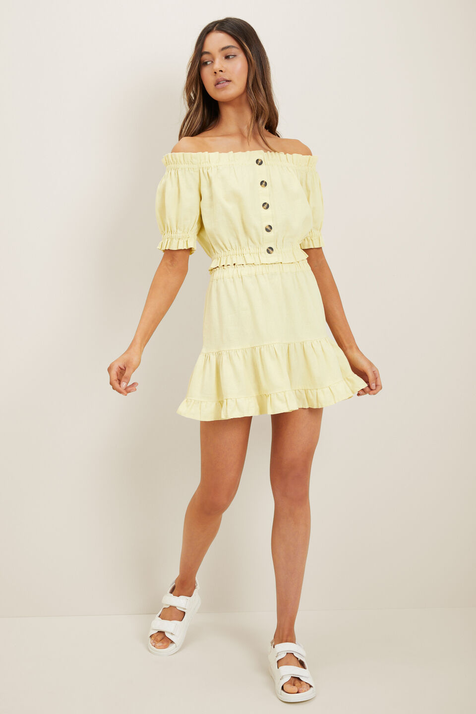 Floral Frill Skirt  Lemon Yellow