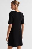 Crepe Knit Panelled Mini Dress  Black  hi-res