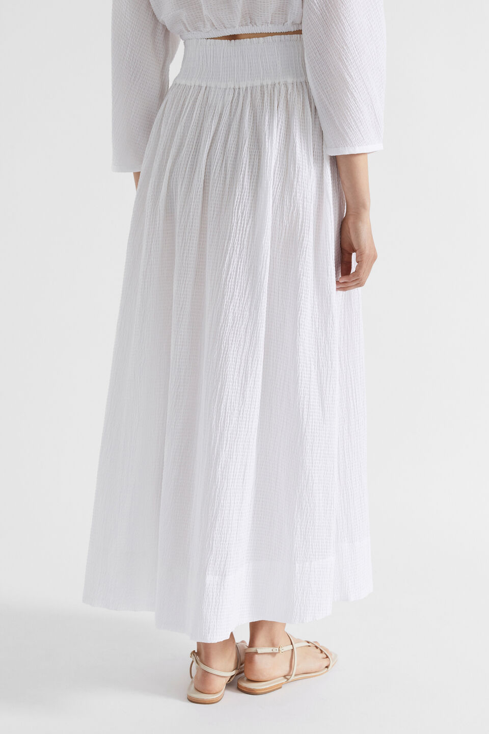 Textured Cotton Skirt  Whisper White