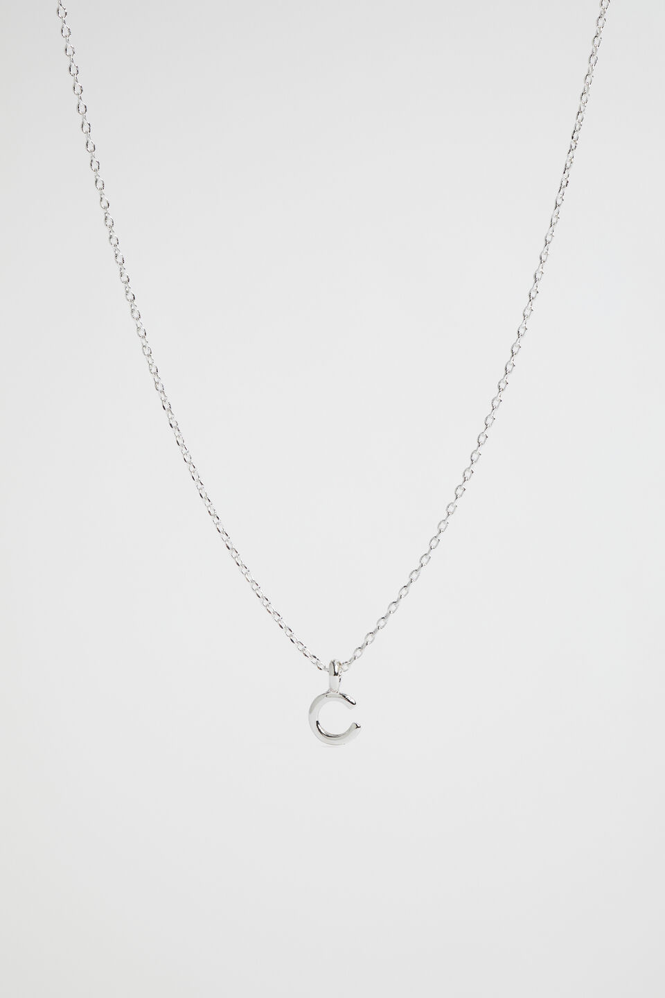 Silver Initial Necklace  C