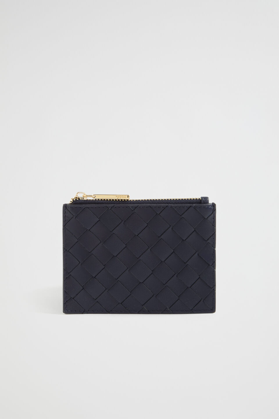 Leather Woven Card Holder  Midnight Sky