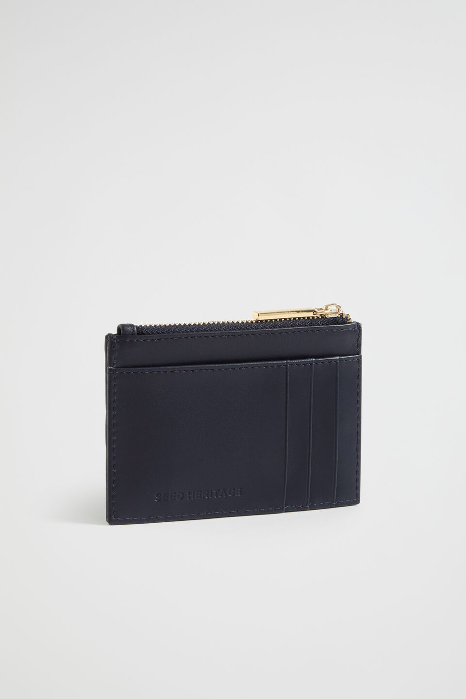 Leather Woven Card Holder  Midnight Sky