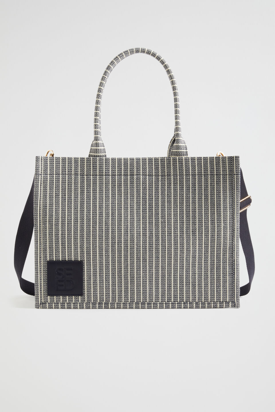 Woven Structured Tote  Midnight Sky