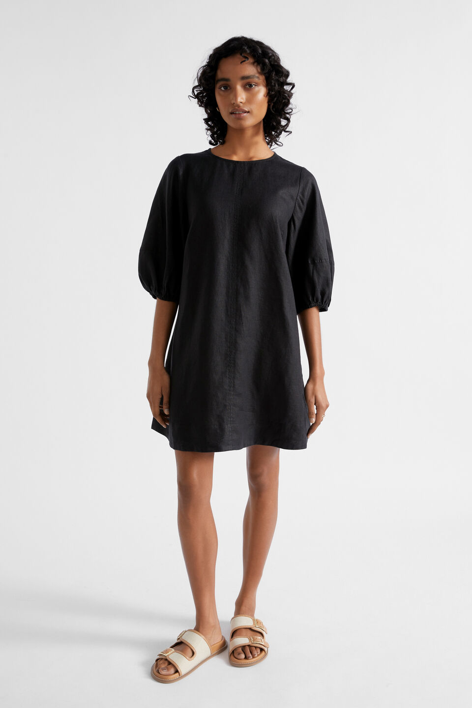 Core Linen Mini Dress  Black