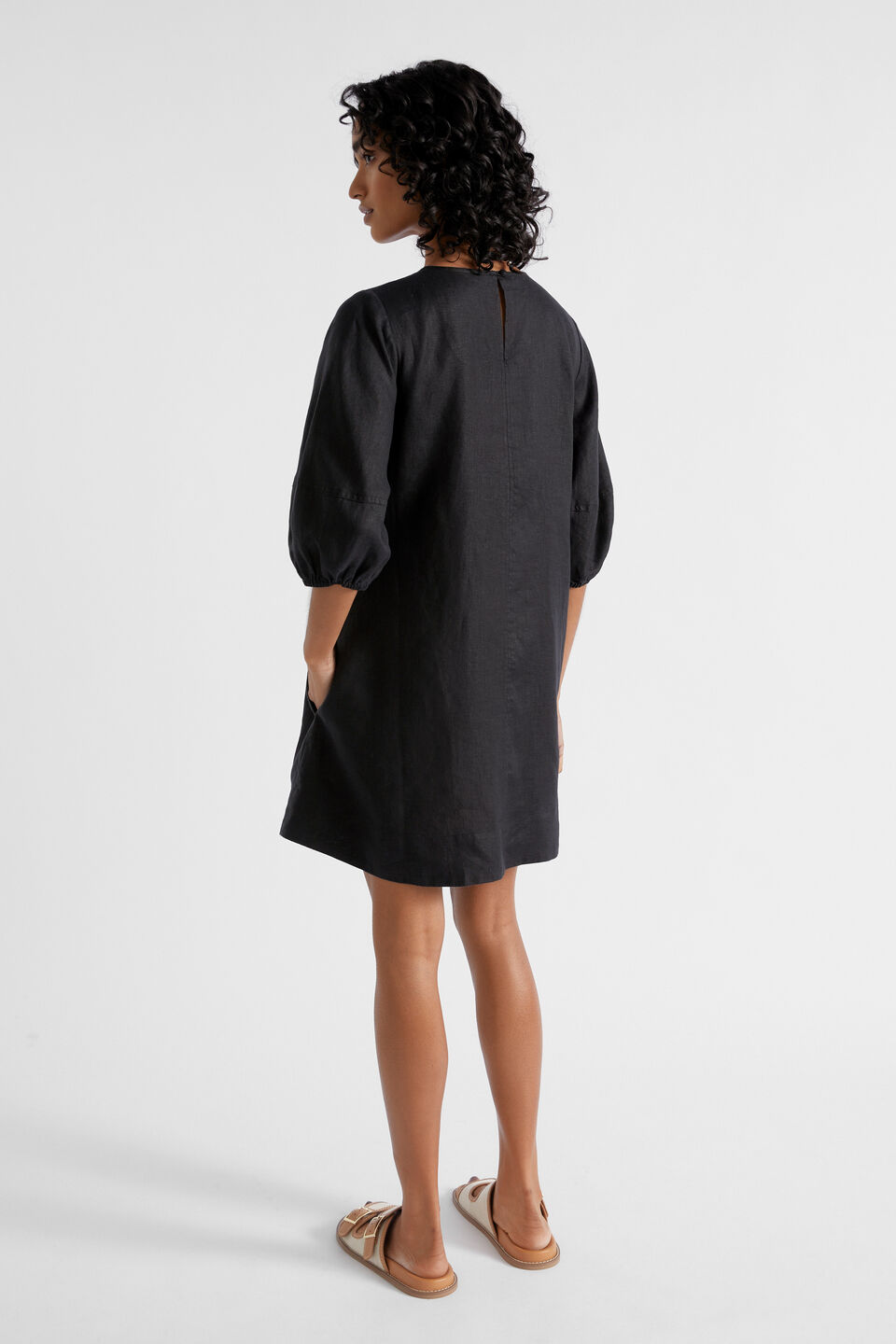 Core Linen Mini Dress  Black