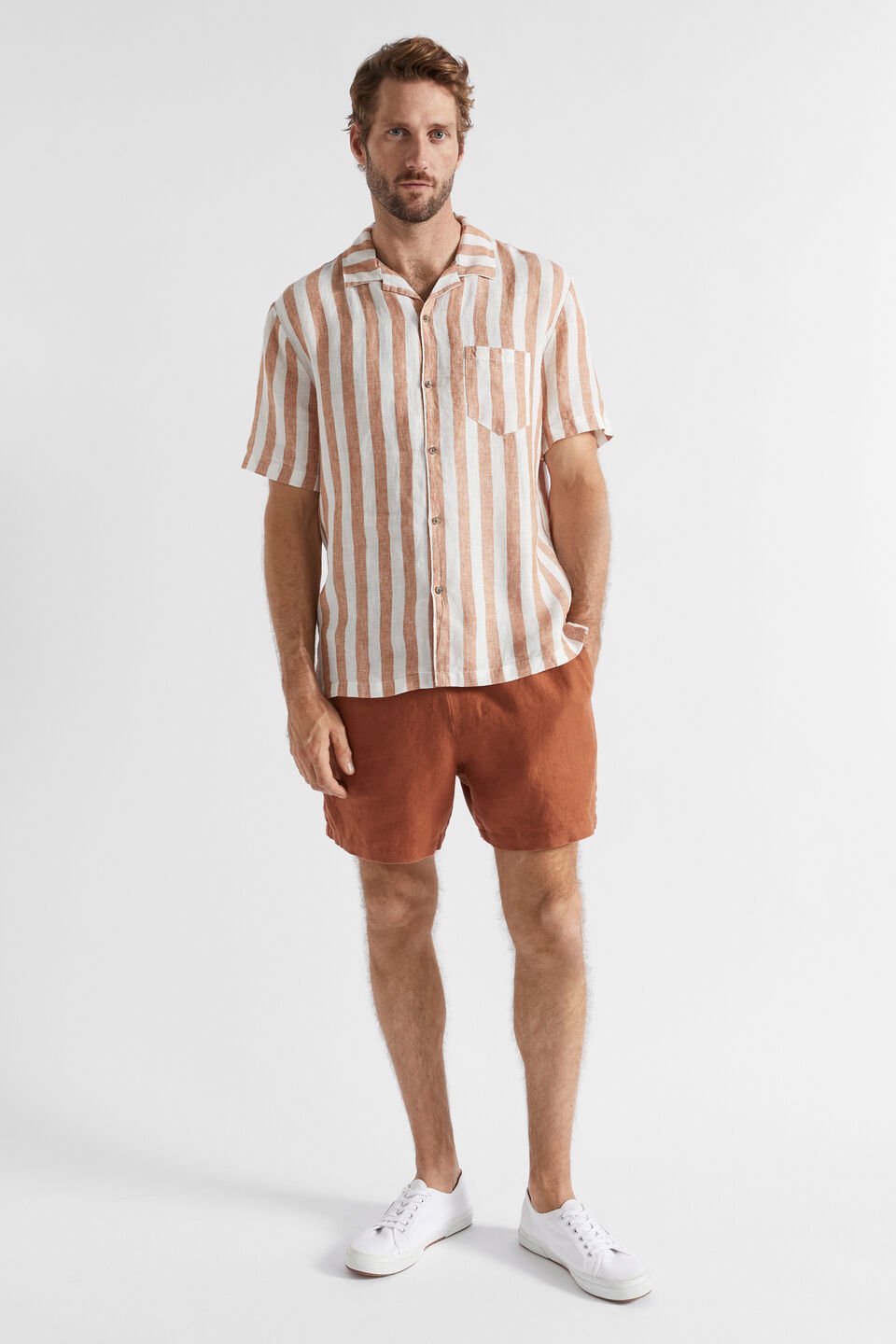 Pool Stripe Linen Shirt  Sierra Stripe