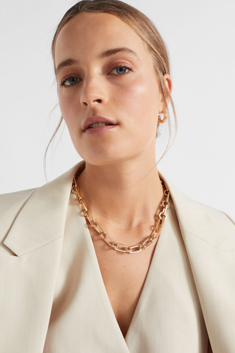Hexagon Link Necklace  Gold