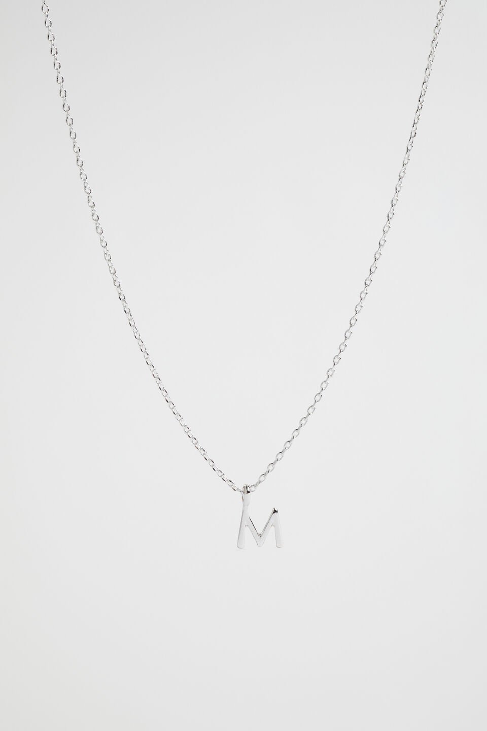 Silver Initial Necklace  M