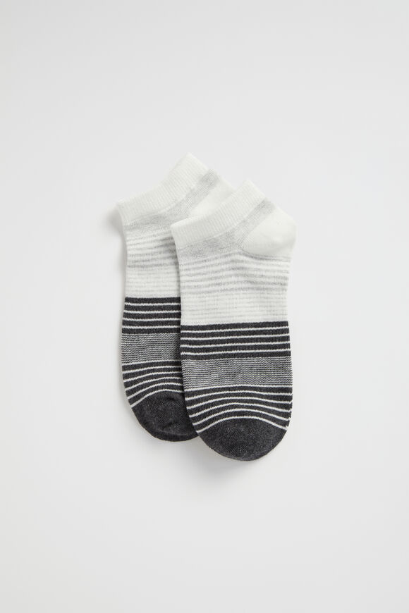 Stripe Sneaker Sock  Steel Grey Marle  hi-res