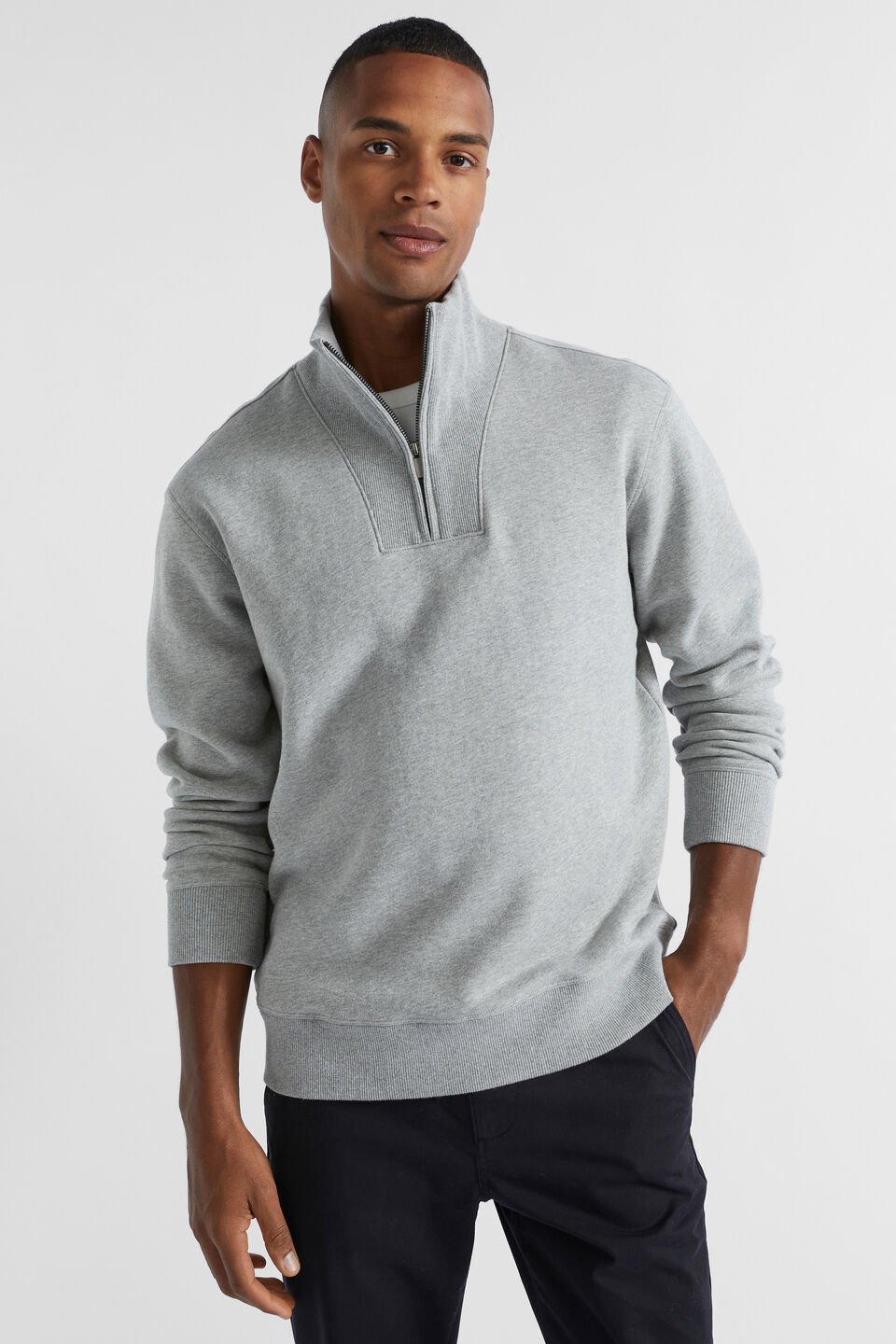 Half Zip Sweatshirt  Grey Marle