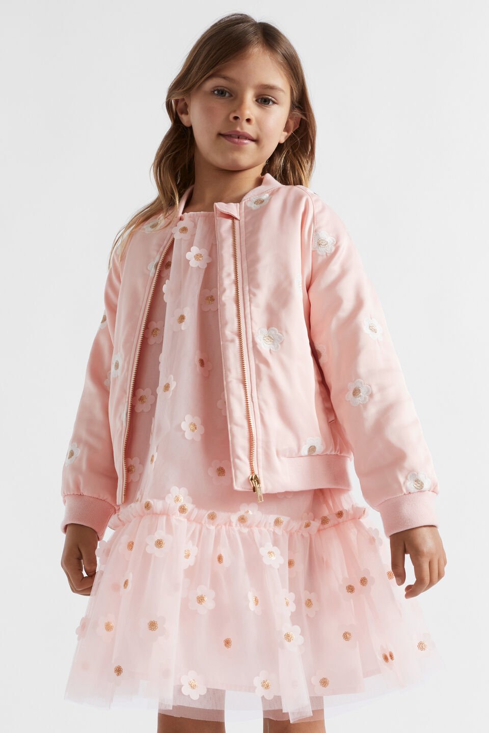 Daisy Embroidered Jacket  Dusty Rose