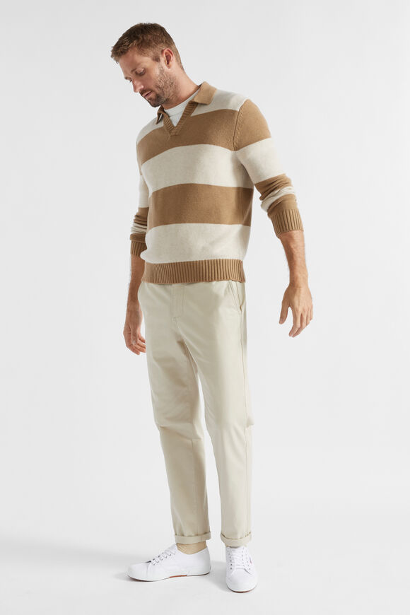Bold Stripe Polo Knit  Stone Stripe  hi-res