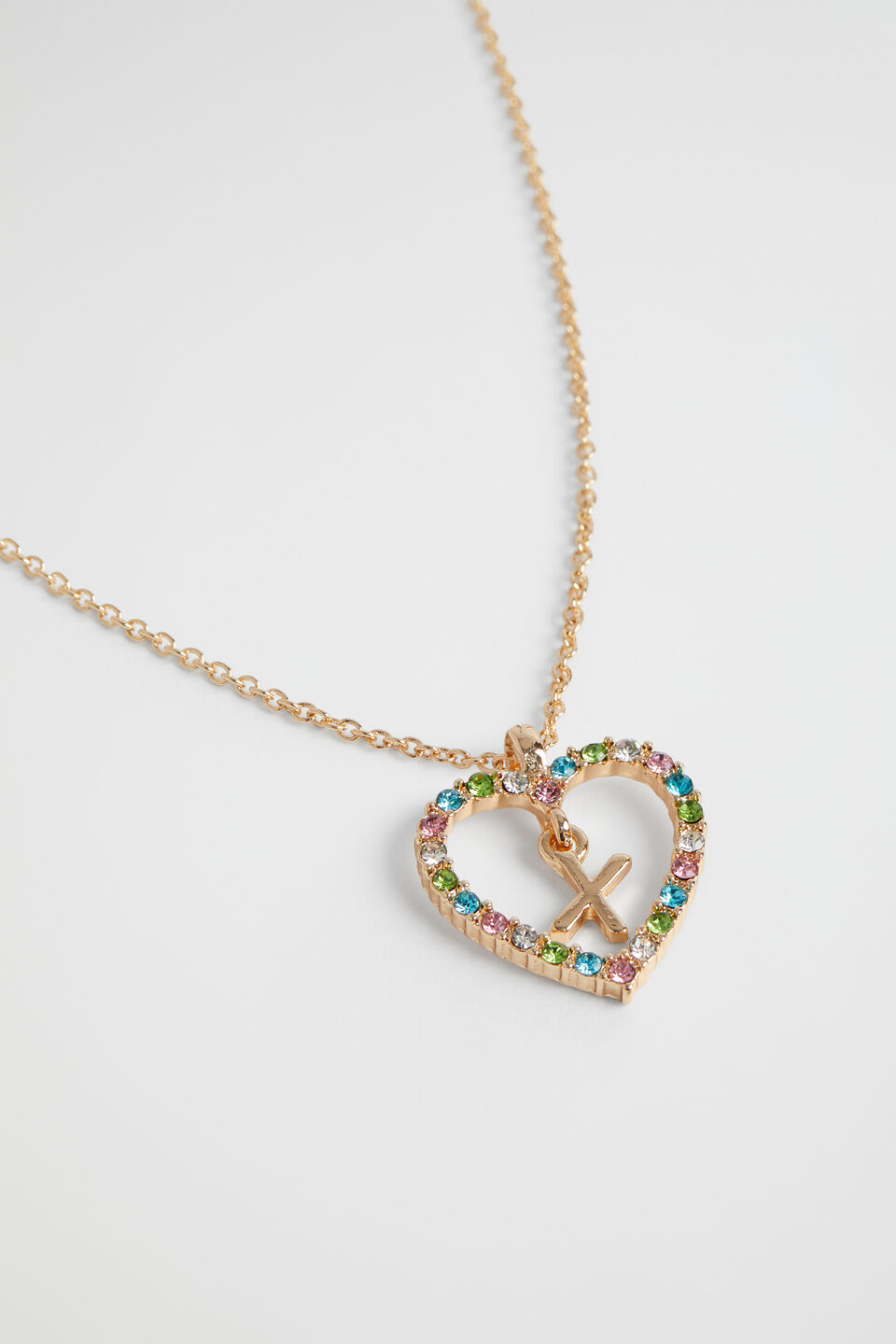 Rainbow Heart Initial Necklace  X