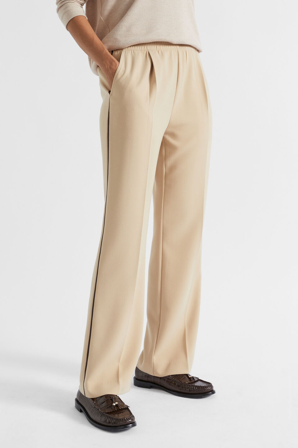 Elasticated Pull On Trouser  Champagne Beige