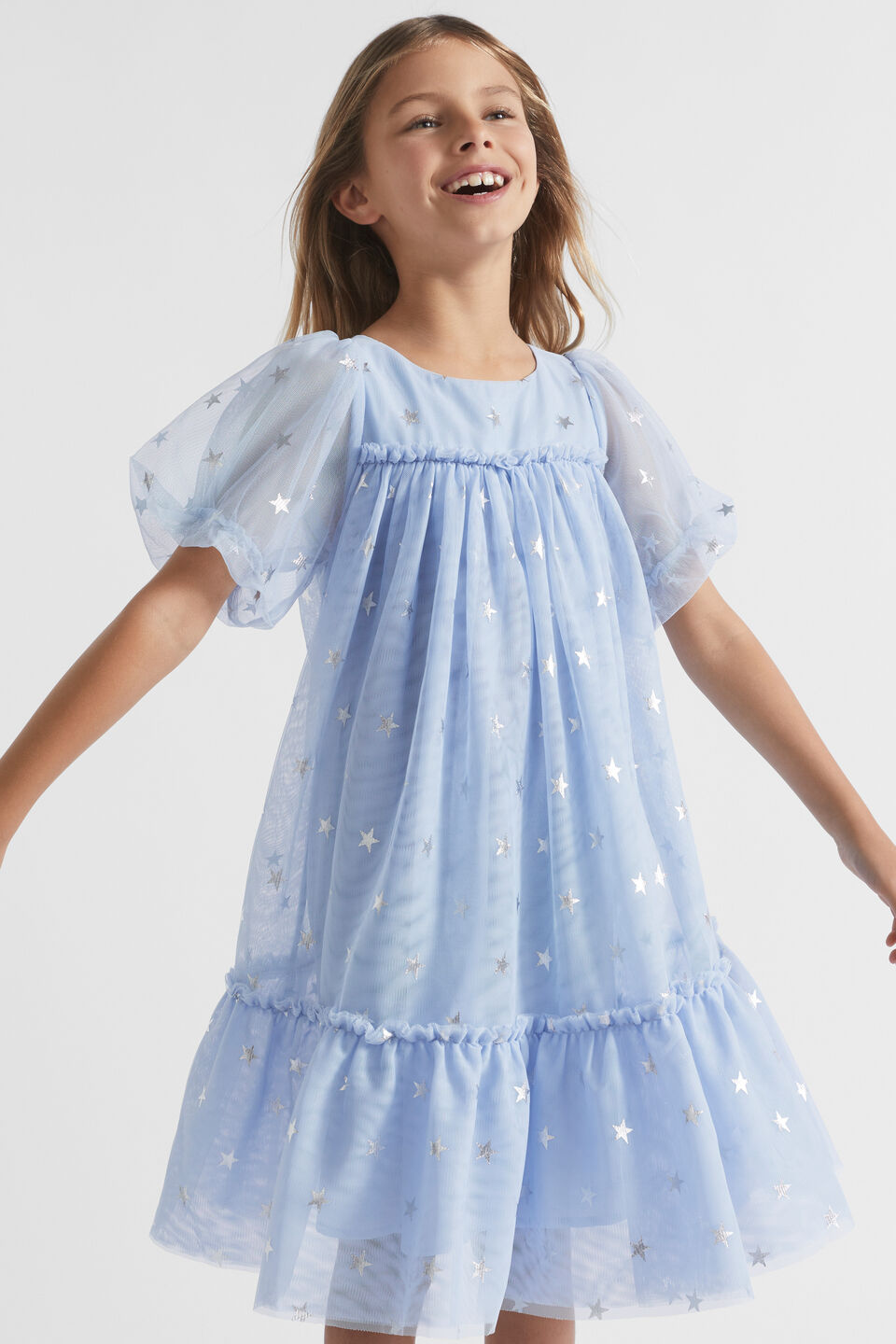 Girls Suede Star Printed Dress