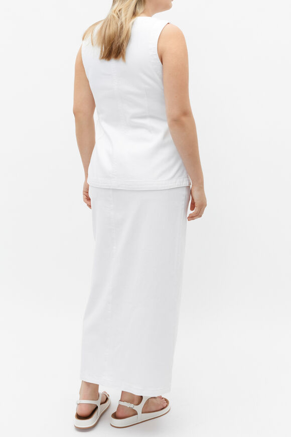 Denim Button Down Vest  White  hi-res