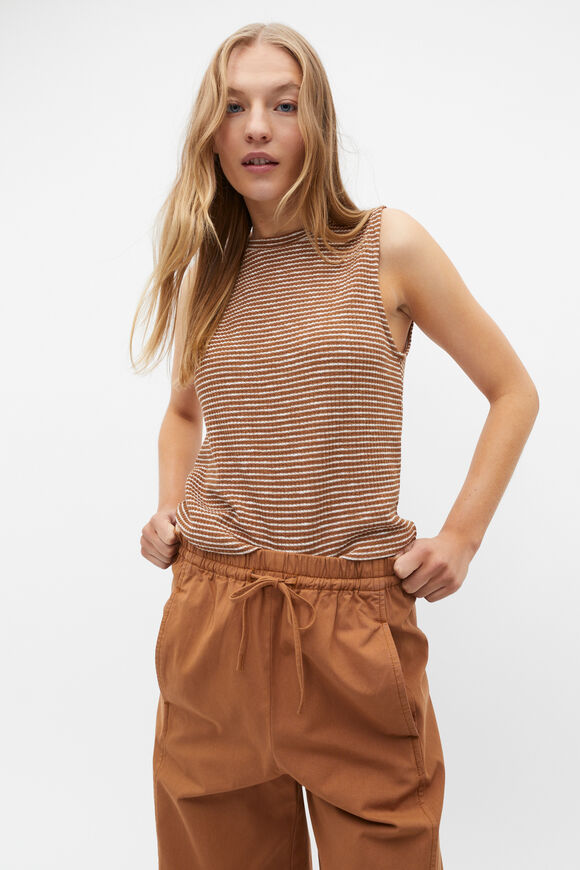Stripe Textured Shell Top  Cinnamon Spice Stripe  hi-res