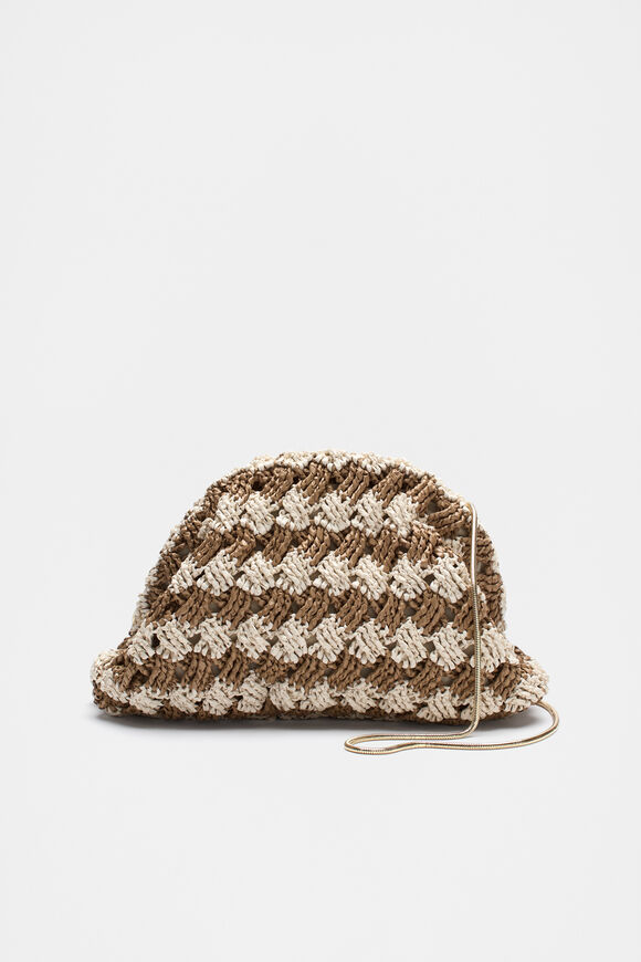 Straw Woven Clutch  Cinnamon Spice Stripe  hi-res