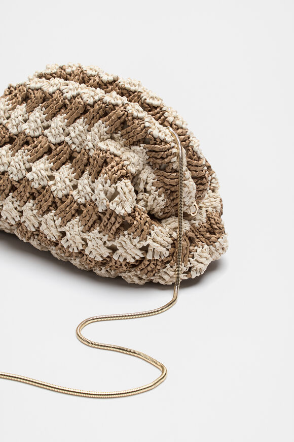 Straw Woven Clutch  Cinnamon Spice Stripe  hi-res