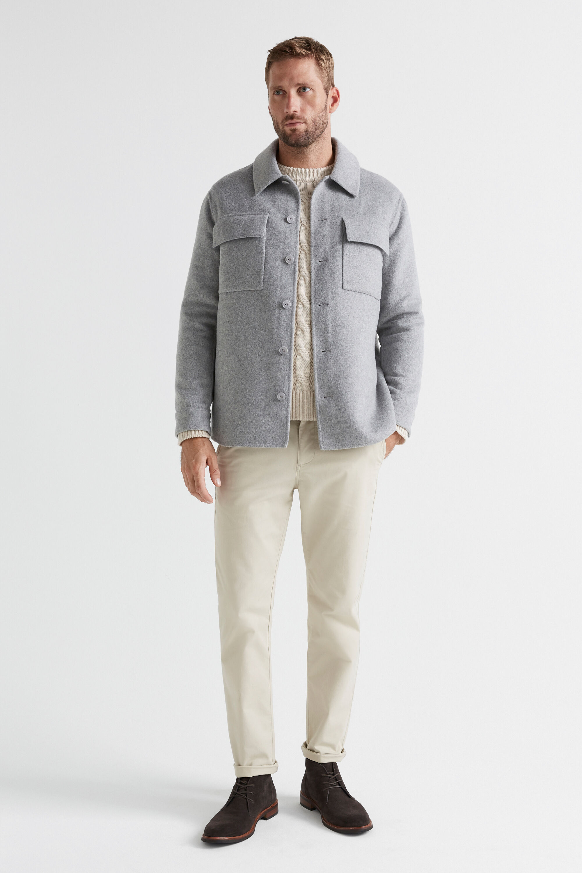 Wool shacket top