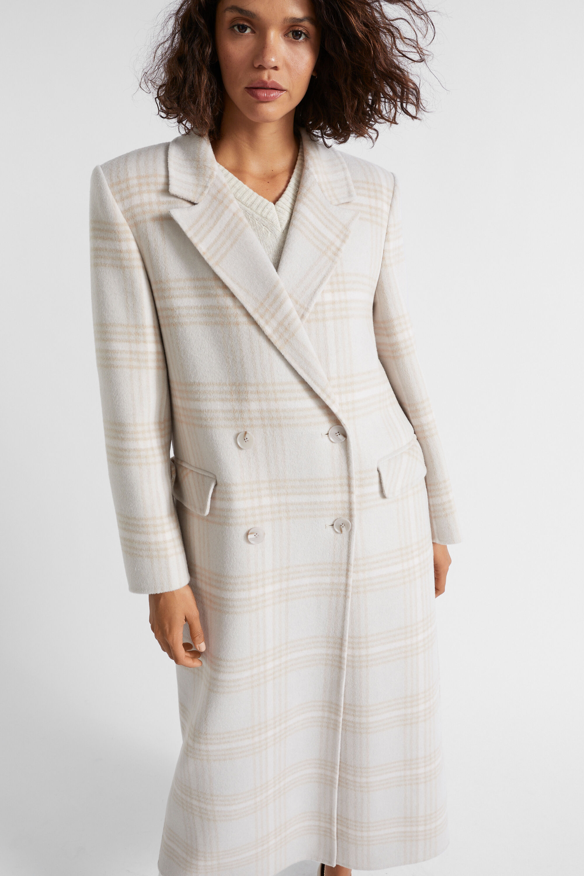 Wool check coat womens online
