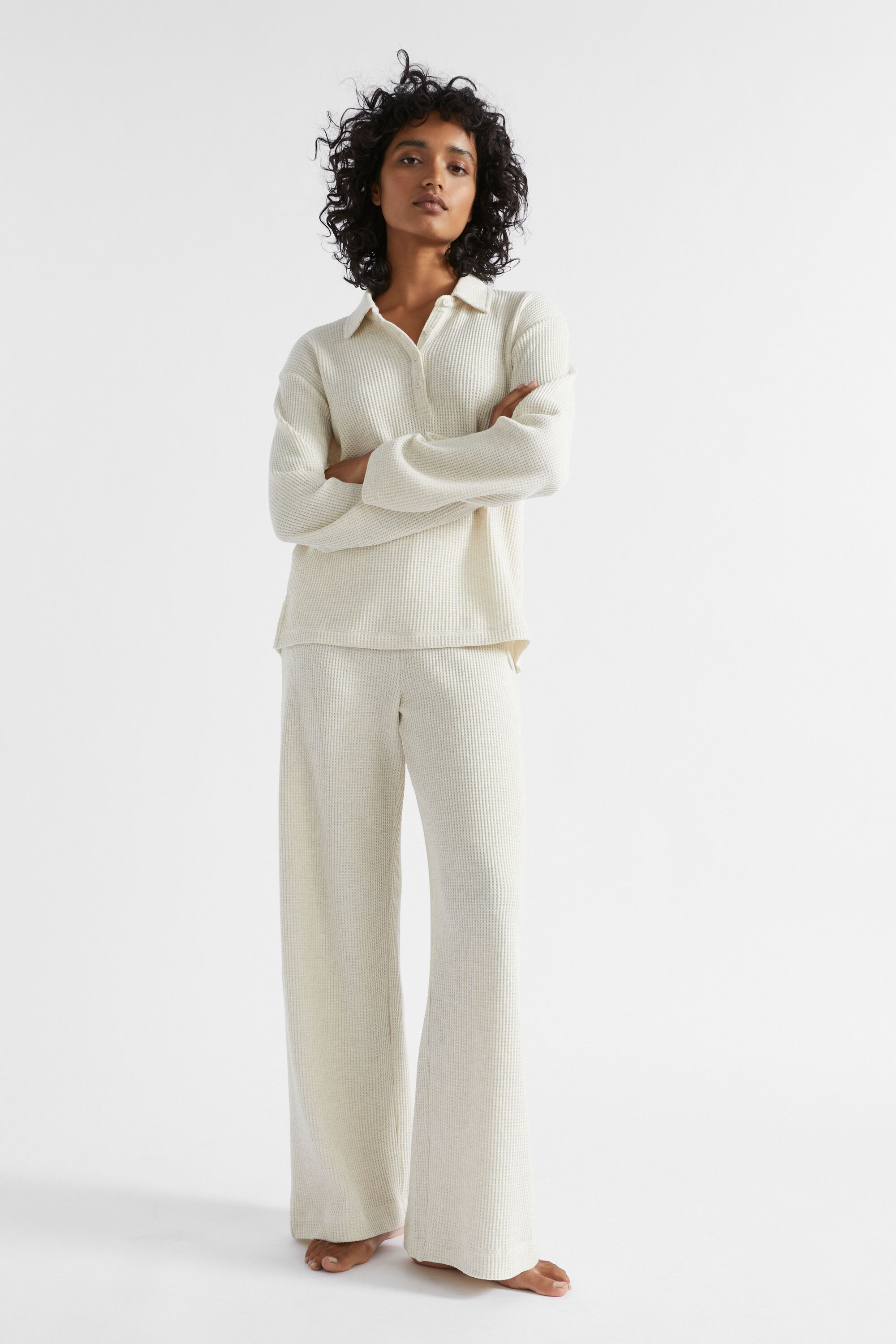 Waffle Long Sleeve and Pant PJ Set
