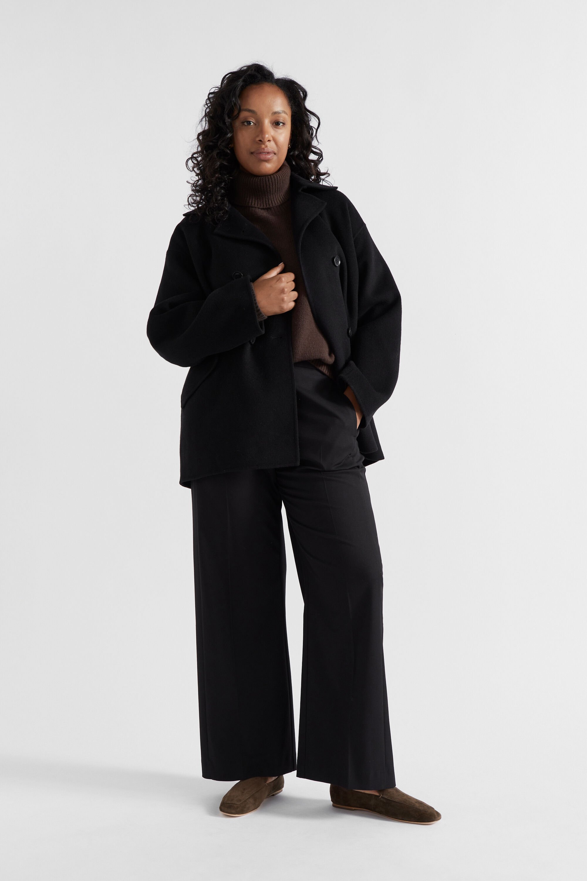 Wool blend boxy coat top