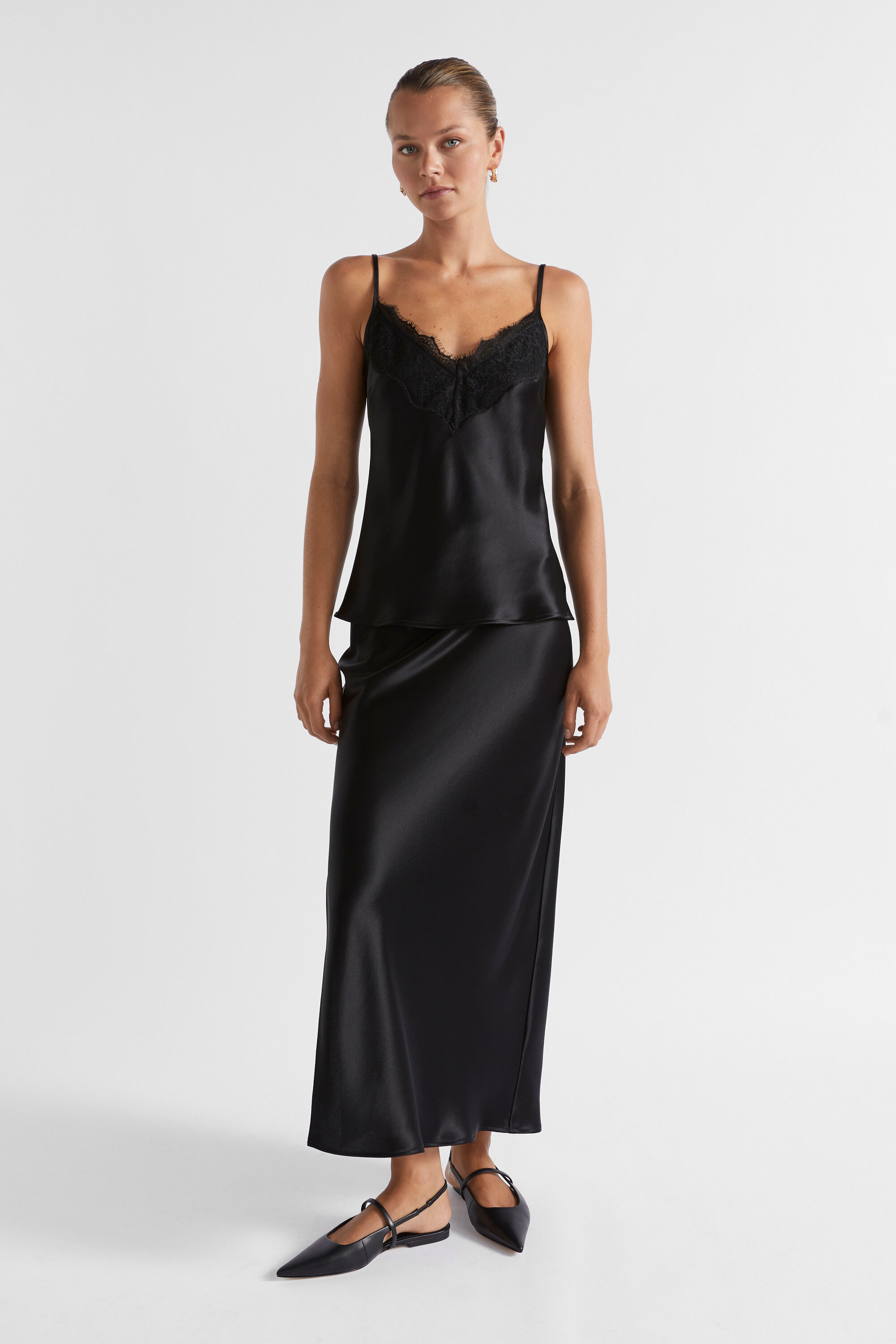 Satin Maxi Slip Skirt