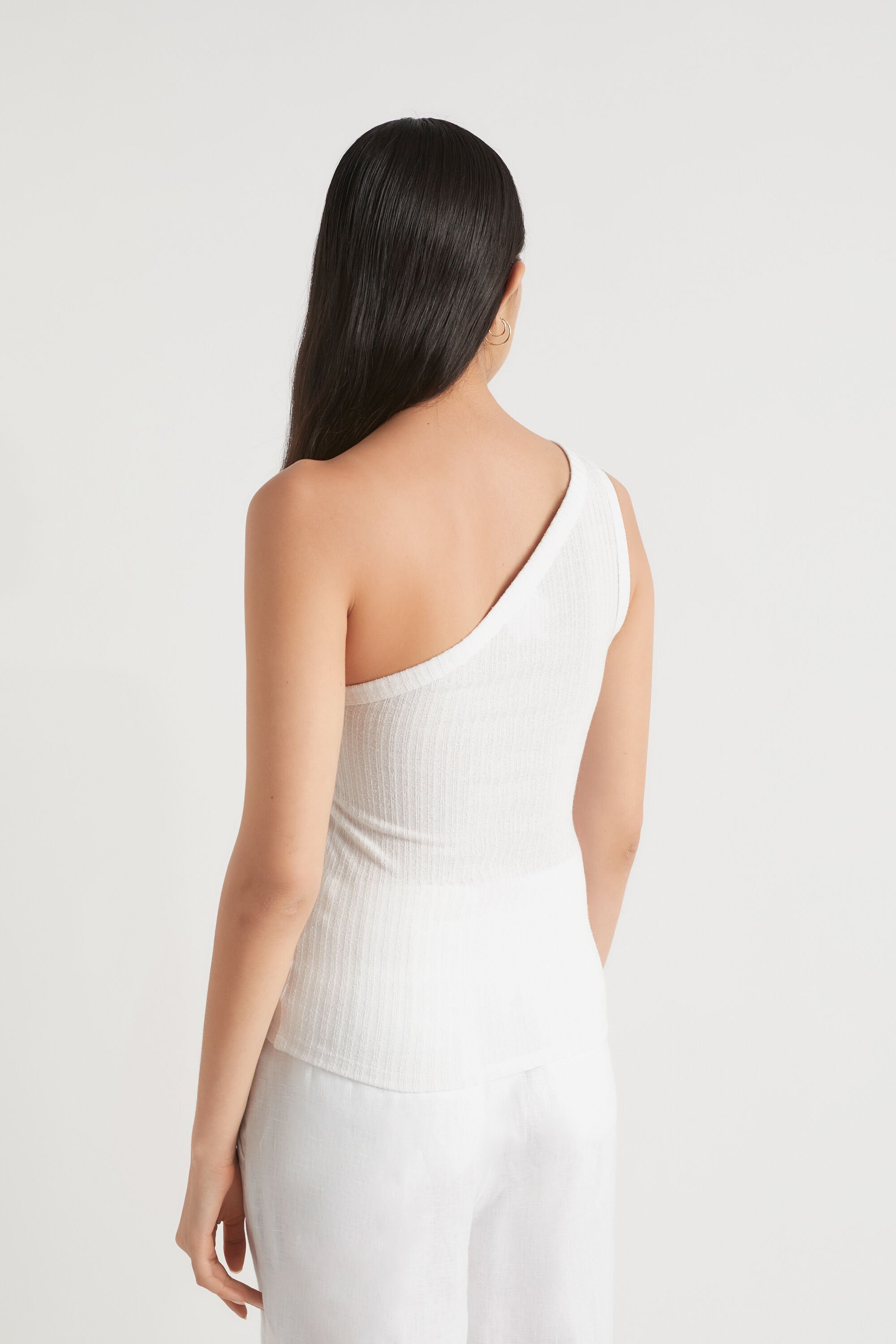 Ribbed one shoulder top online